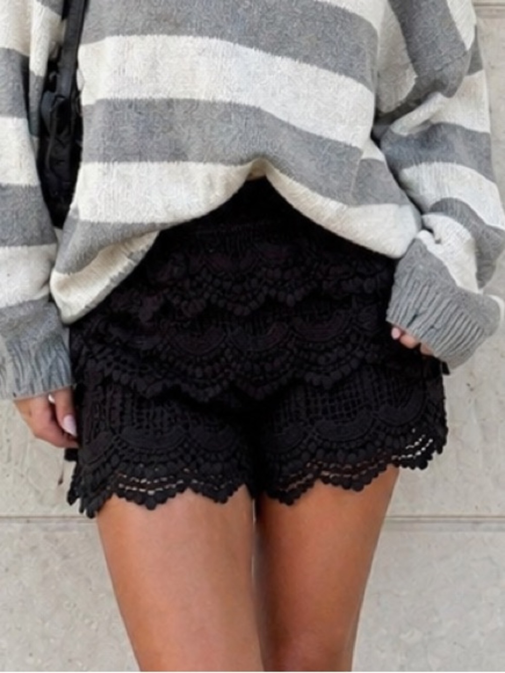 Rue21 Black Lace Crochet Boho Festival Shorts Scalloped Hem Small
